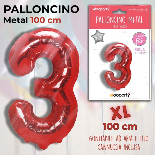 Palloncino rosso metal 100cm n.3