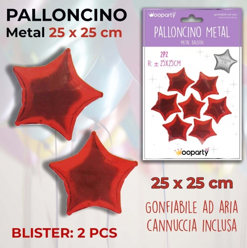 Palloncino mylar stella rosso 25cm 2 pezzi