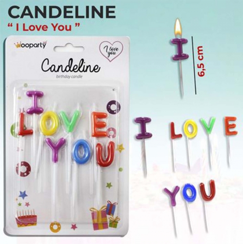 Candeline i love you multicolor 6.5cm