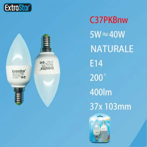 Lampadina LED E14 5W 400LM 2 pezzi luce naturale