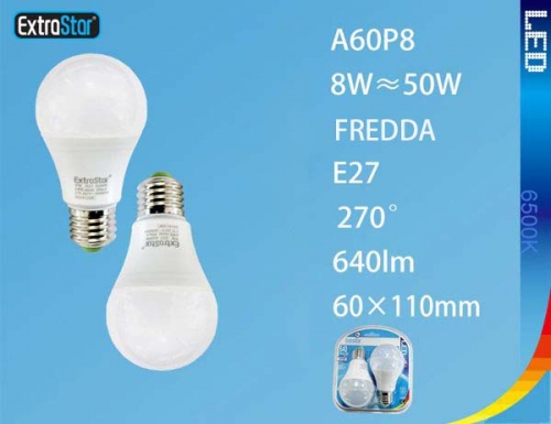 Lampadina LED E27 8W 640LM 6500K luce fredda 2 pezzi