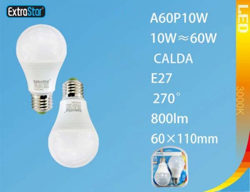 Lampadina LED E27 10W 800LM 3000K luce calda 2 pezzi