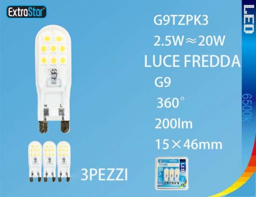 Lampadina LED G9 2.5W 200LM 3 pezzi