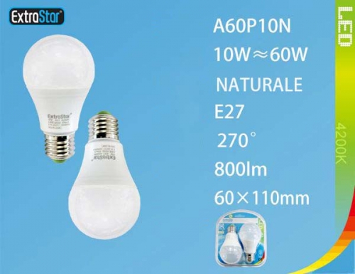 Lampadina LED E27 10W 800LM 4200K luce naturale 2 pezzi