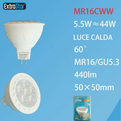 Lampadina LED MR16 5.5W 440LM luce calda