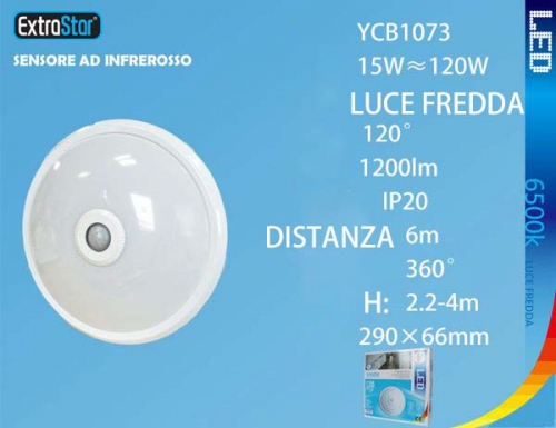Lampada LED con sensore movimento 15W 1200LM 290x66mm
