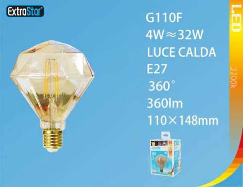 Lampadina LED E27 4W 360LM 100x148mm luce calda