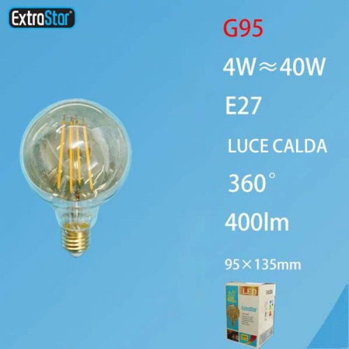 Lampadina LED E27 4W 400LM 95x135mm  luce calda