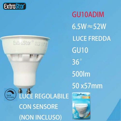 Lampadina LED GU10 6.5W 500LM 50x57mm regolabile