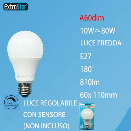 Lampadina LED E27 10W 810LM 60x110mm regolabile