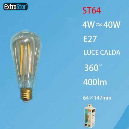 Lampadina LED E27 4W 400LM 64x147mm  luce calda