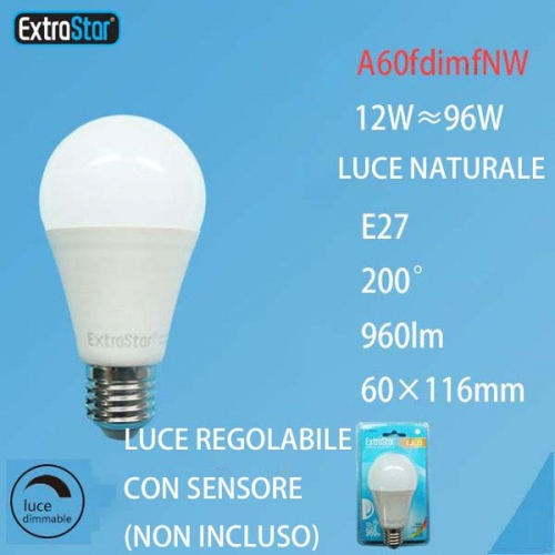 Lampadina LED E27 12W 960LM 60x116mm regolabile