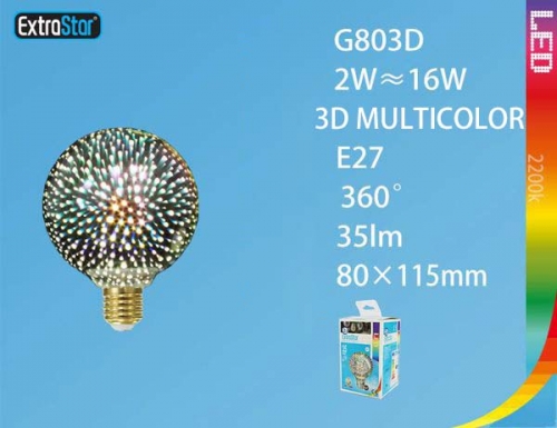 Lampadina LED E27 2W 35LM 3D firework 80x115mm