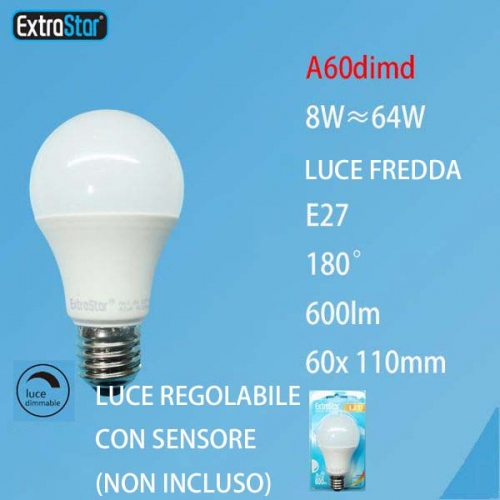 Lampadina LED E27 8W 600LM 60x110mm regolabile