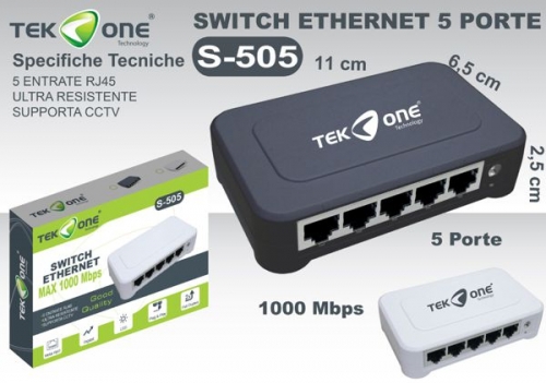 Switch ethernet 5 porte fast 10/1000mbps
