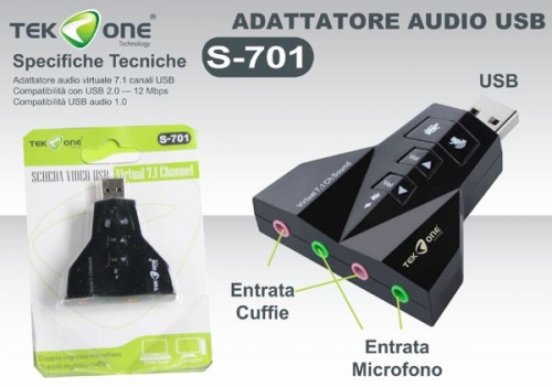 Scheda audio usb due uscite cuffie e microfono