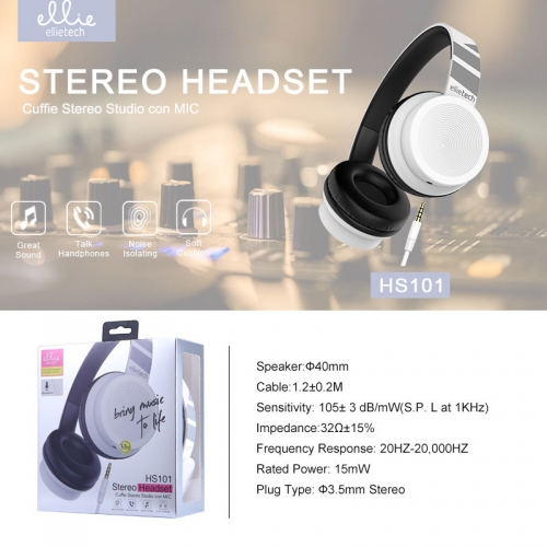 Cuffie stereo studio con microfono vari colori HS101