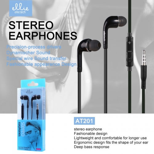 Auricolare in-ear con microfono e regola volume Nero AT201