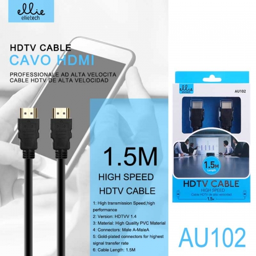 Cavo HDMI maschio-maschio 1.5m/3m/5m/10m nero AU102
