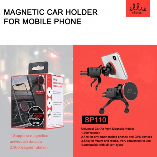 Supporto magnetico universale da auto per cellulare Nero/Argento/Oro/Rosso SP110