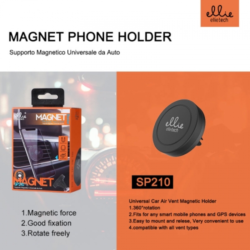 Supporto universal magnetico per bocchetta aria auto Nero/Griggio/Giallo/Verde acqua SP210