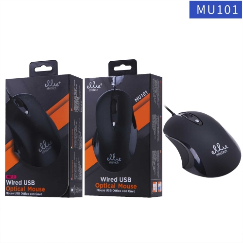 Mouse usb ottico con cavo Nero/Argento/Rosso/Blu MU101