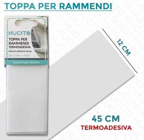 Toppa per rammendi adesivo bianco 12x45cm