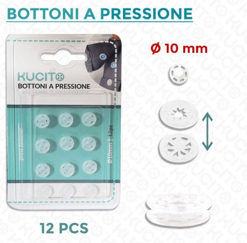 Bottoni a pressione trasparenti D.10mm a 25mm