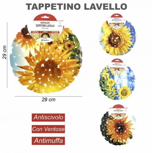 TAPPETINO LAVELLO FANTASIE ROTONDO 29*29CM/PZ 4COLORI