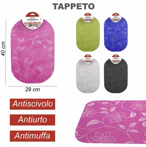 TAPPETO ANTISCIVOLO 29*40CM/PZ 5COLORI