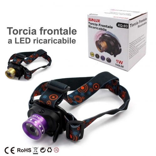 TORCIA FRONTALE A LED RICARICABILE/PZ #1