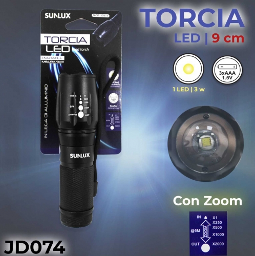 TORCIA LED 9CM 1LED 3W/PZ