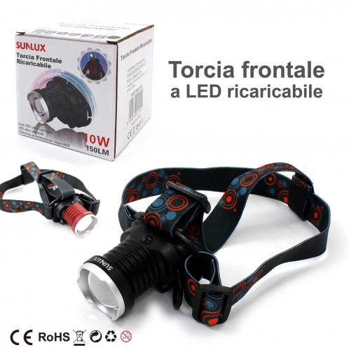 TORCIA FRONTALE A LED RICARICABILE/PZ #3
