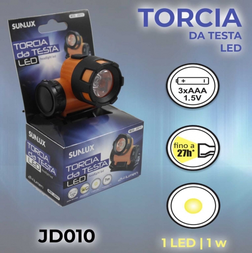 TORCIA DA TESTA A LED 1LED 1W/PZ