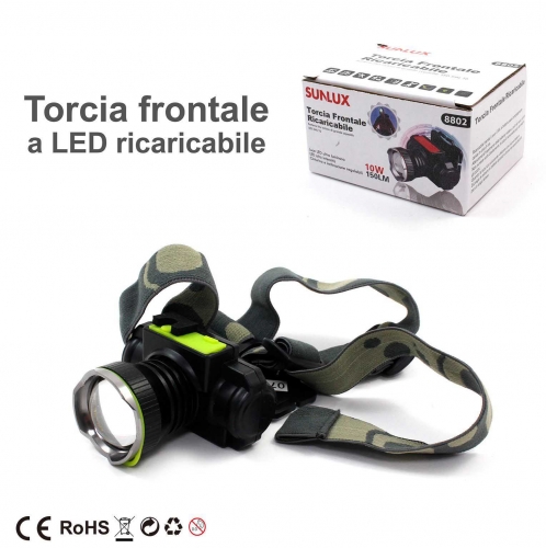 TORCIA FRONTALE A LED RICARICABILE/PZ #4
