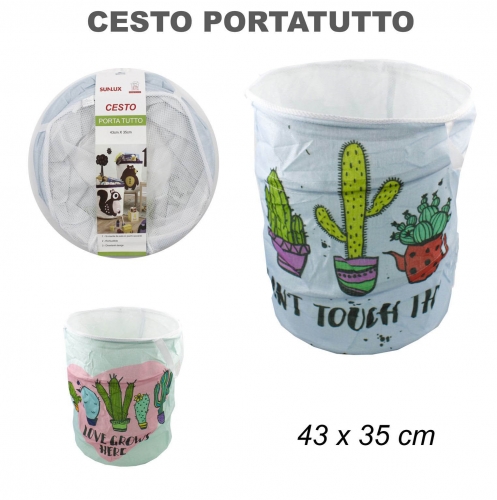 CESTO PORTATUTTO PIEGHEVOLE CACTUS 43*35CM/PZ 2FANTASIE