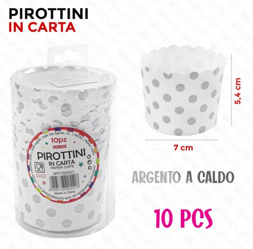 PIROTTINI IN CARTA ARGENTO 7*5.4CM 10PCS/PZ