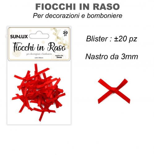 FIOCCHI IN RASO 20PC-3MM/PZ VARI COLORI