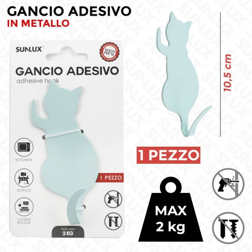 GANCIO ADV IN METALLO GATTO#1 MAX2KG 10.5CM/PZ VARI COLORI
