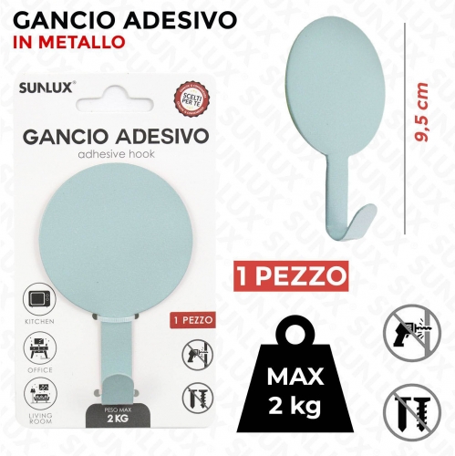 GANCIO ADV IN METALLO ROTONDO MAX2KG 9.5CM/PZ VARI COLORI
