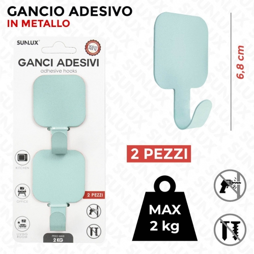 GANCIO ADV IN METALLO QUADRADO MAX2KG 2PCS 6.8CM/PZ VARI COLORI