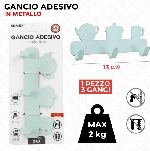 GANCIO ADV IN METALLO MAX2KG  3GANCI 13CM/PZ VARI COLORI