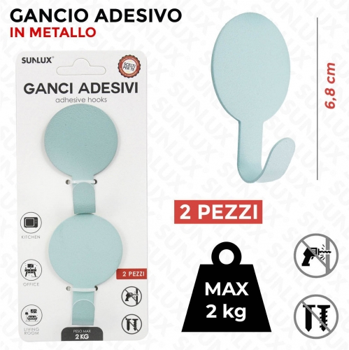 GANCIO ADV IN METALLO ROTONDO MAX2KG 2PCS 6.8CM/PZ VARI COLORI