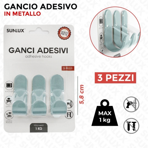 GANCIO ADV IN METALLO MAX1KG 3PCS 5.8CM/PZ VARI COLORI