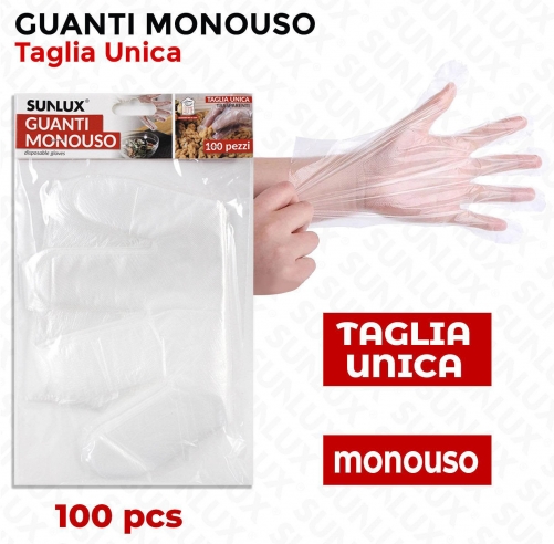 GUANTI MONOUSO TAGLIA UNICA 100PCS