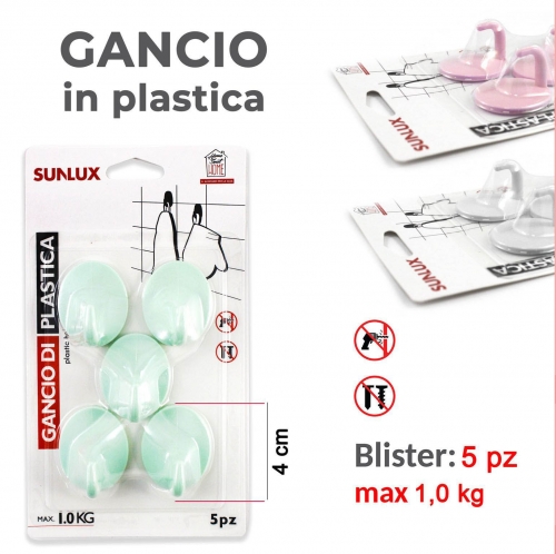 GANCIO IN PLASTICA 5PC 3.5CM MAX 1.0KG