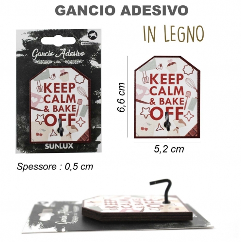GANCIO ADESIVO IN LEGNO RETTANGOLO 5.2*6.6CM