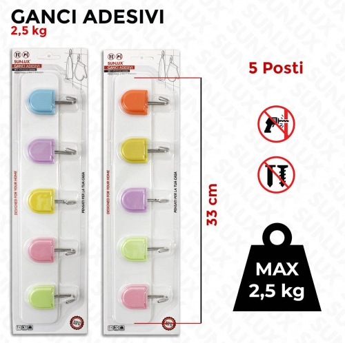 GANCIO ADESIVO MAX2.5KG 5 POSTI