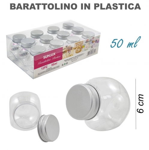 BARATTOLINO IN PLASTICA TRASP.50ML 6CM