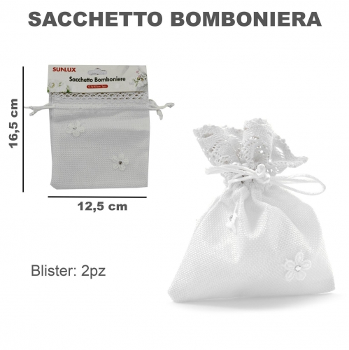 SACCHETTO BOMBONIERE FIORE 12.5*16.5CM